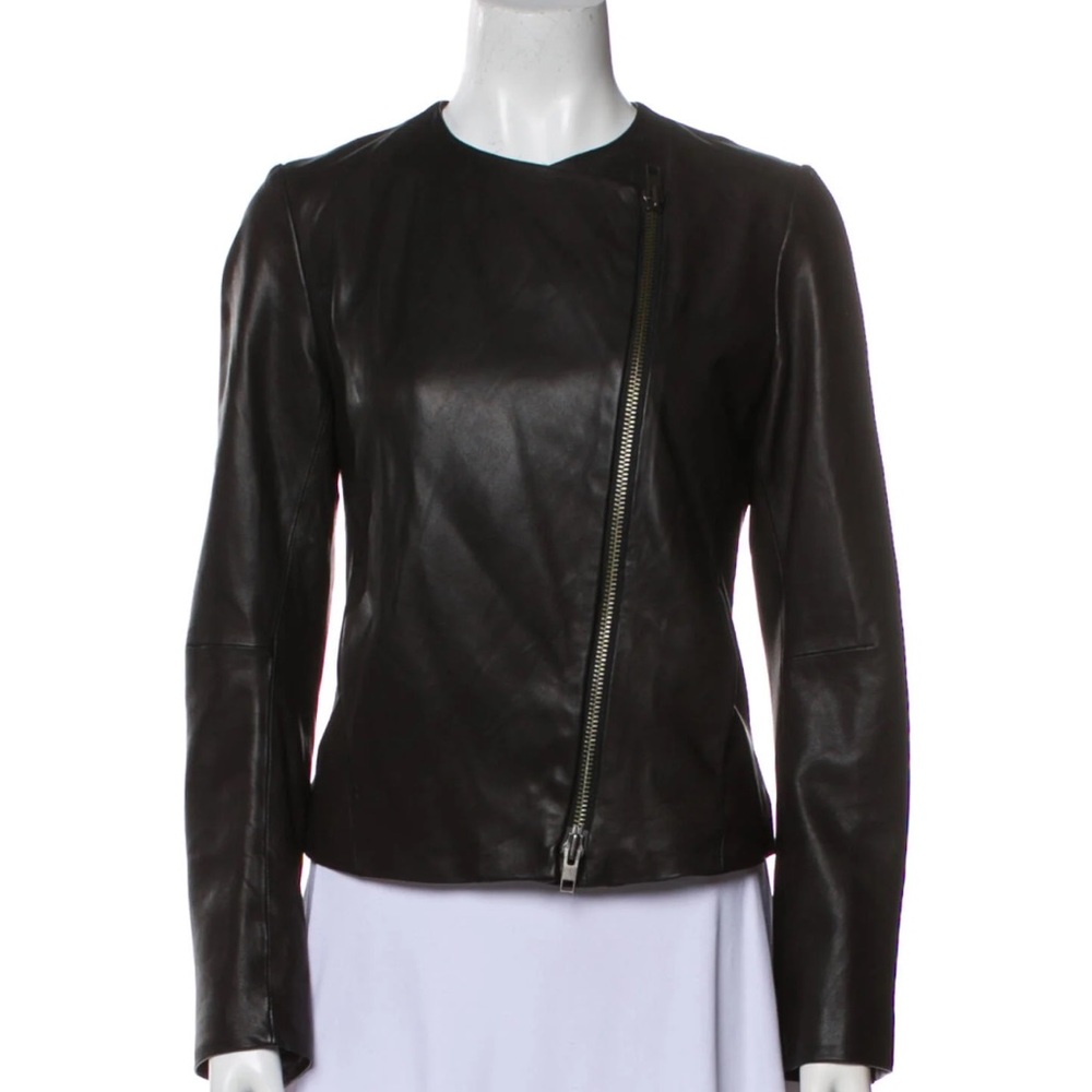 Vince 100% Leather Cross-Front Moto Jacket